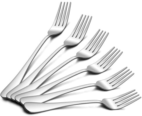 Dining Fork, Stainless Steel Fork, Dining Table Fork, Suitable for Dinner, Steak, Salad, Fruit, Cake (Set of 6)