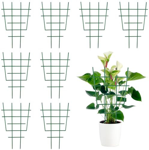 8PCS 30x19 cm Climbing Plants Support Trellis Mini Garden Support Stand Gardens Plant Pot Trellis for Climbing Plants Vine Superimposed Indoor Plastic DIY Climbing Trellis Houseplant Supports