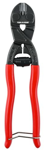 TOOLEAGUE 20,3 cm Mini-Schneider mit Aussparung und Feder, CR-V-Klinge, Sicherheitsschloss, kompakter Bolzenschneider mit komfortablem Griff, einfaches Schneiden von Schlössern, Stacheldraht, dicken