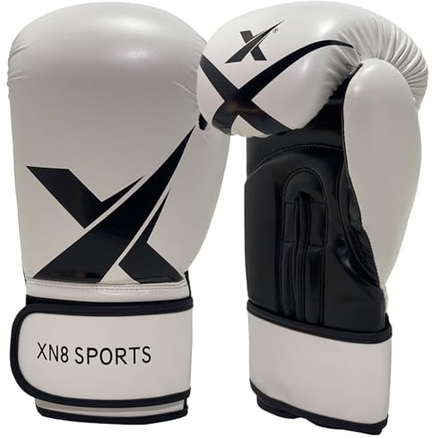 Xn8 - Guantes de boxeo de piel sintética para kickboxing, artes marciales mixtas, muay thai, karate, palma ventilada, protección multicapa para hombres y mujeres (8 onzas, 10 onzas, 12 onzas, 14