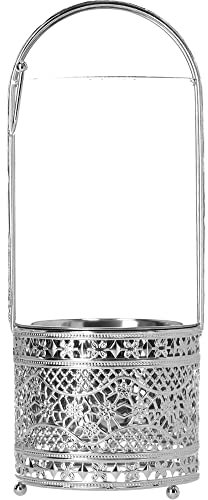 Luna Orientalischer Edelstahl Kohlekorb Klein, Kohlekorb Grill, Kohlekörbe, Kohlebehälter, Holzkohlekörbe, Kohleschale mit Sicherheitsgriff, Hitzebeständig - M, Silber