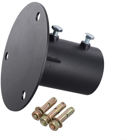 Besttoolifes Soporte de brida de suelo de acero con tornillos de fijación laterales, soporte de poste redondo para adaptarse a postes de valla de eslabones de cadena, cubierta, barandilla, buzón (65