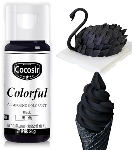Colorant Alimentaire Noir,26 g Colorant Alimentaire Gel,pour Colorer les Boissons, les Gâteaux, les Pâtisseries, les Nappages, le Slime et Bien plus Encore,Sans Goût-Noir