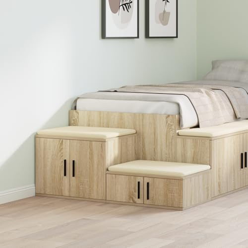 MNISDFL Armario de almacenamiento Sonoma roble mesita de noche para dormitorio salón 127 x 41 x 40 cm tablero de partículas