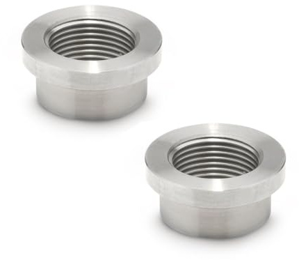 Ganter Standardelement | Svetsrör, muff | rostfritt stål | 2 stycken | fintråd M12 x 1,5 | med linning | GN 7490-NI-M12X1,5-B