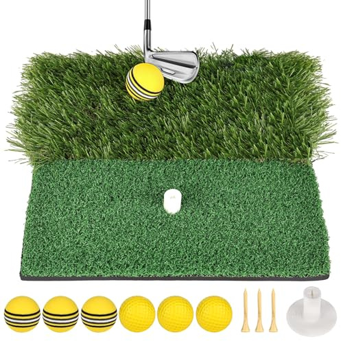 XCRPRT Golf Hitting Mat,Portable Golf Strike Mat With Antislip Rubber Base, Portable Practice Mat For Outdoor/Indoor Swing Training, With Rubber Tees Tees And 6 Golf Balls