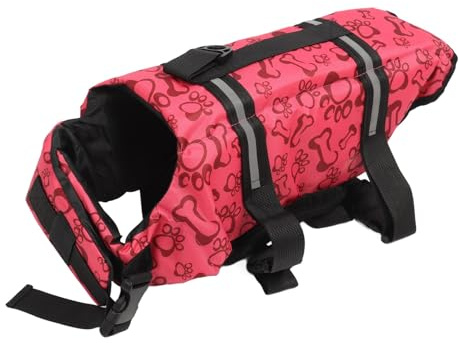 Acouto Flytväst för Hund Bekväm Hög Synlighet och Flytväst för Husdjur för Simning och Båtliv Rose Red L Hund med Simbu (M (rekommenderad vikt 3-6,5 kg/6,-14,3 lb))