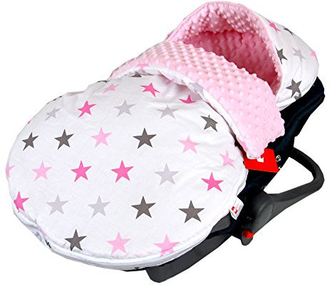 Fußsack SOMMERFUßSACK 90cm Minky Babyschale Kinderwagen Buggy Jogger (10. Rosa + Sterne)