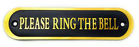 Please Ring the Bell Aluminium Doorbell Sign with Screws Black and Golden 5.5x1.4 inch