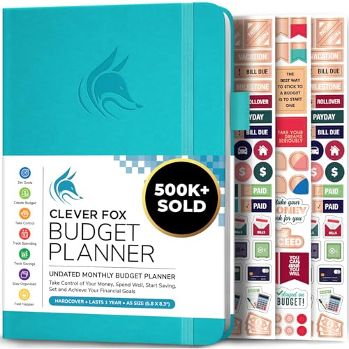Clever Fox Budget Planner - Cahier des dépenses. Journal de budgétisation mensuel, planificateur financier et livre de comptes pour prendre le contrôle de votre argent. Non daté (Bleu Canard, A5)