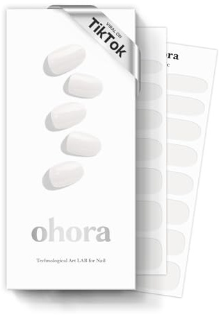 ohora Semi Cured Gel Nail Strips (N Clean White) - White, Solid, Works with Any UV/LED Lamps, Salon-Quality, Long Lasting, Easy to Apply & Remove - Includes 2 Prep Pads, Nail File & Wooden Stick