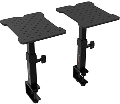 Audibax Neo STM-15 - Speaker Desk Stand - Studio Monitor Stand - Height Adjustable from 22.4 to 29.7 cm - Adjustable Angle up to 10° - Universal Compatibility with HiFi Speakers