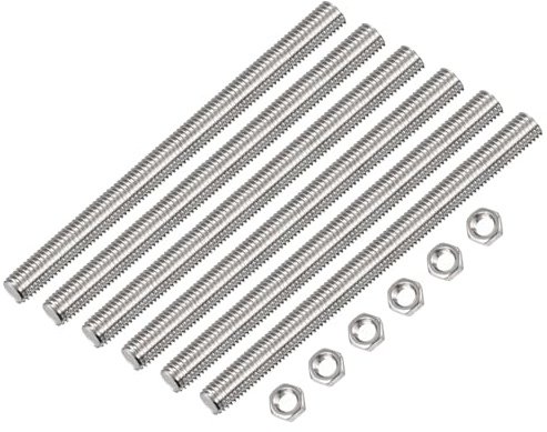 QUARKZMAN 6 Pcs M14 x 250mm Entièrement Fileté Tige avec 6 Pcs Hex Écrous, 2mm Filetage Pas 304 Inox Acier Droite Main Fileté Tiges Barre Goujons