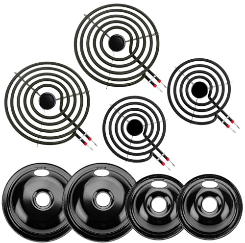 5304430149 5304430150 Black Porcelain Drip Pan Set & MP22YA Electric Range Burner Element Unit Set by Cenipar-Compatible with Frigi-daire Ken-more Cros-ley Tap-pan Range Oven/Stove