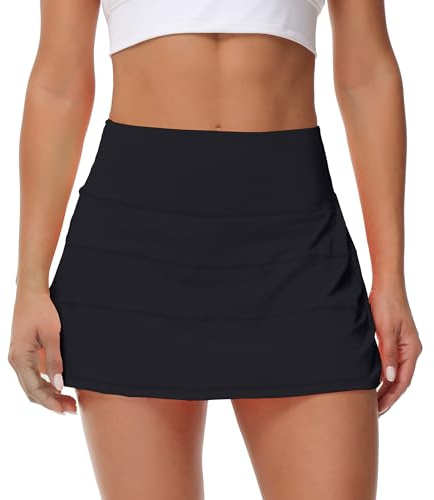 MCEDAR Pleated Tennis Skirt for Women with Pockets Women's High Waisted Athletic Golf Skorts Skirts for Running Workout Shorts（Black，8）