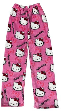 Edahinfsig Damen Pyjama Hose Lang Flanell Pyjamahose Winter Warm Schlafanzughose Anime Bequeme Schlaf Pants Frauen Herbst Cute Cartoon Casual Kuschelhose