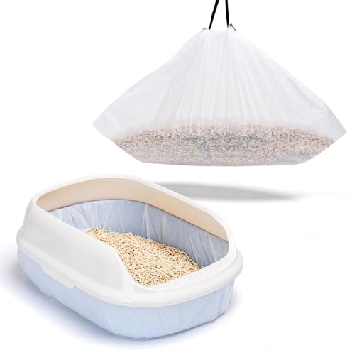 Nobleza 20 Bolsas Sanitarias, Bolsas Arenero para Gatos, Forro para Bandeja de Arena con CordóN, para Bandejas Sanitarias Medianas y Grandes 79 x 45 CM