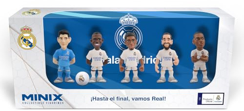 MINIX - Real Madrid - Confezione da 5 personaggi da collezione 7 cm - B (Courtois/Vinicius/Bellingham/Carvajal/Mbappé)