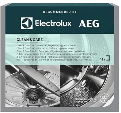 Electrolux Clean & Care 3 in 1 M2GCP121 (12 pezzi) | Sgrassante e Decalcificante Lavastoviglie e Lavatrice | Manutenzione Elettrodomestici | Compatibile AEG, Electrolux