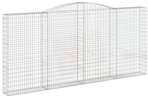 Festnight Gabbioni Metallici, Gabbione per Sassi, Gabbioni Metallici per Pietre, Gabbione in Rete Metallica, 4 pz 400x30x180/200 cm Ferro Zincato