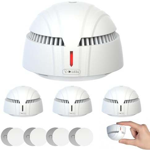 DAYTECH Rauchmelder 10 Jahre Batterie – 4er Mini Rauchmelder mit Magnethalterung Set, TÜV Rheinland Zertifiziert, Feuermelder mit 85 dB & Test/Stummschaltung