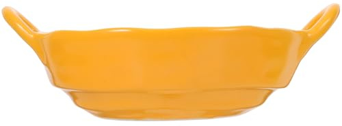 ZUNOXAZ Ciotola in Ceramica Gialla Opaca per Insalata e Zuppa Multifunzione con Doppie Maniglie Laterali Resistente al Microonde e Facile da Pulire Grande Capacità per Uso Domestico