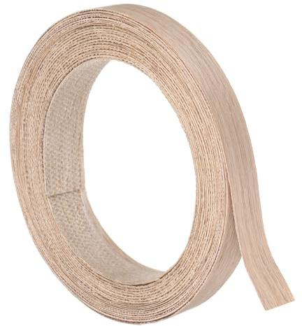 QUARKZMAN 19mm x 8m (LxP) Bordo In Legno Impiallacciato Preincollato Flessibile In Rovere Rosso, Strisce Di Bordo A Fusione A Caldo Con Adesivo Termofusibile Per Riparazione Mobili