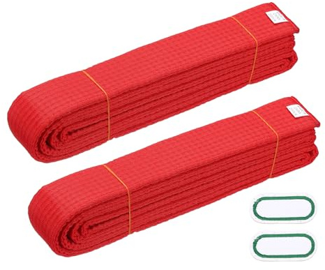 YELARXI Karate Belt, Martial Arts Ranking Belts with Name Tag Solid Cotton Double-Layered Core Long Soft Uniform Training