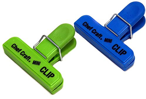 Chef Craft Select Plastic Mini Bag Clip, 3 inch width 2 piece set, Blue/Green