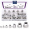 100Pcs 304 Stainless Steel Serrated Metric Acorn Cap Nuts Hex Dome Cap Assortment Kit, 7 Sizes - M3 M4 M5 M6 M8 M10 M12