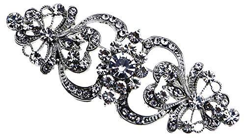Create idea Broche Femme 3.15 Grande Fleur en Argent Cristal Brillant Diamante Vintage Remplacement