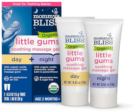 Mommy's Bliss - Organic Little Gums Soothing Massage Gel - Day & Night Combo - 2 0.53 OZ Tubes