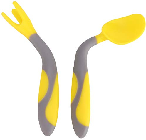 NUOBESTY Boys and Girls Training Tableware Learning Tableware Training Spoon for Toddlers Comfortable to Hold Eating Practice Spoon Fork Utensil for Weaning Childrens Cutlery