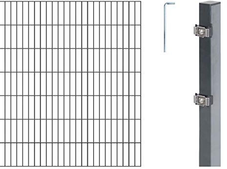 Alberts 653941 Doppelstabmattenzaun als 8 tlg. Zaun-Komplettset | verschiedene Längen und Höhen | anthrazit | Höhe 140 cm | Länge 6 m