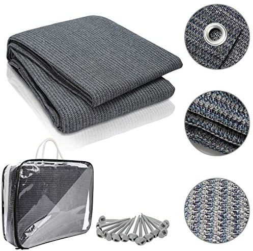 Jopassy Tapis pour auvent, tapis de sol, tapis de camping, tapis de tente, avec 12 trous, 13 piquets et sac de transport, imperméable et respirant, différentes tailles (gris bleu)