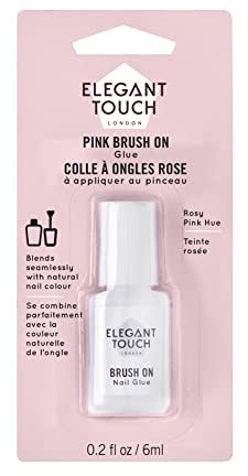 Elegant Touch Brush On Nail Glue Pink 6ml