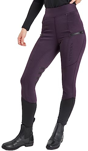 Women's Riding Tights Horse Riding Leggings Two Tone Ladies Girls Riding Tight Silicone Knee Patch With Phone Zip Pockets Jodhpurs (as8, waist, numeric_30, regular, regular, Blackcurrent, Skinny)