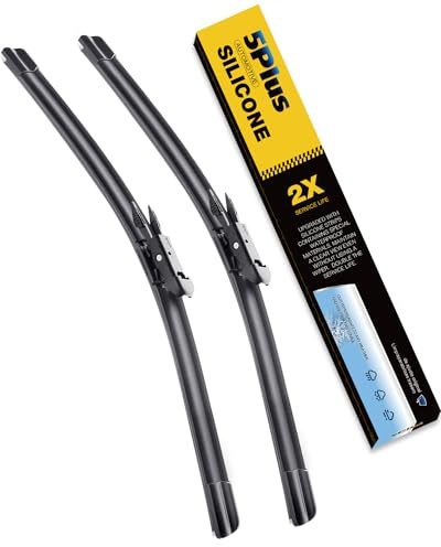 5 PLUS® Silicone 22 Inch Wiper Blades 2 Pack Replacement For CHEVY Silverado 2013-2008 Tahoe 2013-2007/GMC Sierra Yukon 2013-2008, Automotive Replacement Windshield Wipers With Water Repellent