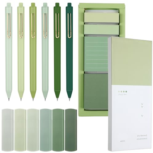Resurhang 6 Green Pens Set 0.5 mm Fine Point Correction Tape Notes, Green