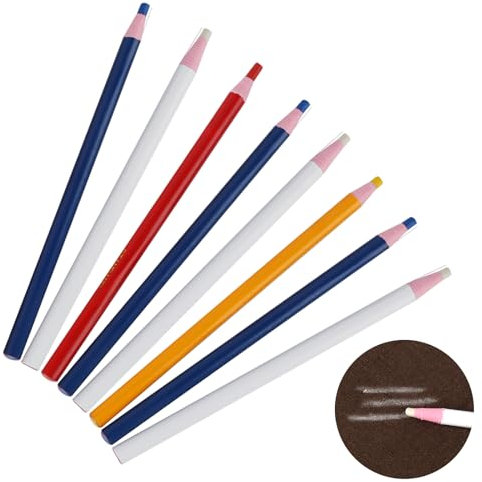 lahnao 8 Stück Schneiderkreide, Stoffkreide in 4 Farben, Nähkreide, Kreidestift Nähen, Schneiderkreidestift für Bastelprojekte