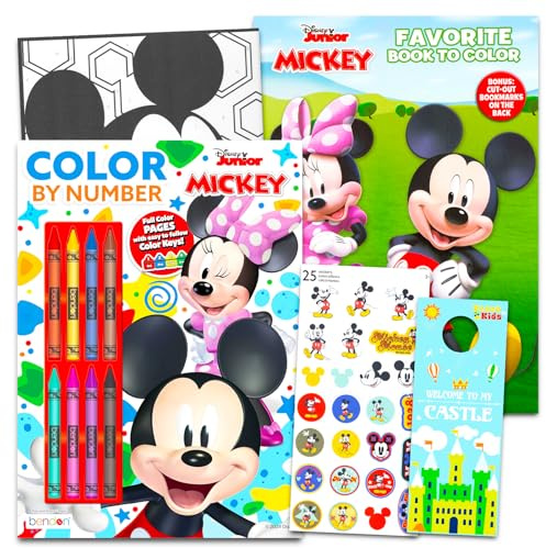 Disney Mickey Mouse Malbuch für Kinder – Bündel mit Micky Malen nach Zahlen, Aktivitätsset mit Markern, Postern, Malvorlagen und mehr, Mickey-Maus-Malset für Jungen, Mädchen
