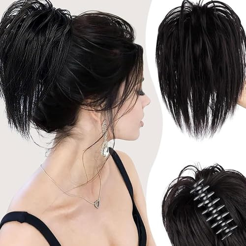 HSAJS Coda di Cavallo Effetto Fontana Clip Posticcio Capelli Sintetici Naturale Acconciatura Alta Coda Elegante Accessorio Parrucchino