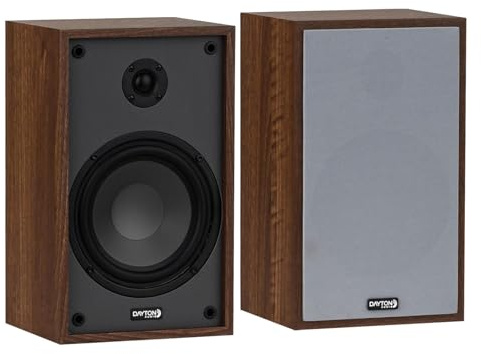 Dayton Audio Classic B65 Bookshelf Speakers, 6.5 Woofer & 1 Tweeter, Passive 2-Way Design, 60W RMS, for Music, TV & Home Audio Systems – Wood