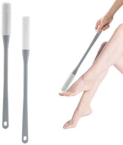 Farerkass Spazzola per Piedi da Doccia, 2 Pezzi Spazzola Esfoliante per Piedi, Spazzola per Doccia con Manico Lungo, Cura del Piede per la Doccia 40cm con Manico Spazzola Pulizia per Piedi