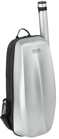 GEWA Space Bag Silber mit Bogenetui - Violinkoffer/Rucksack für 4/4-3/4 Violinen - Polycarbonat Außendeckel - Ergonomische Rückseite - Zubehörfächer