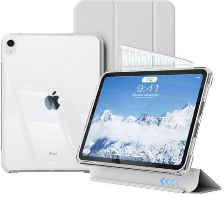 GKABXY Case for iPad A16 11th Generation 11 inch 2025/iPad 10th Generation 10.9 inch 2022, Fully clear back shell, Soft TPU Frame, Auto Sleep/Wake, Sliding Detachable Shockproof Cover, Gray