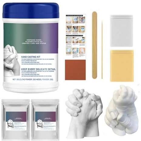 Qiwieod Handskulpturen-Set, Handguss-Set für Paare | Hand-Gießset,Sicheres Alginat-Formpulver, Formenmacher für Handskulpturen für Paare, Erwachsene, Kinder, Hochzeit, Freunde