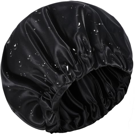 Mabor Bonnet de douche pour femme, luxueux, réutilisable, double couche, imperméable, lavable et taille réglable, grand bonnet de douche doublé pour tous les styles de cheveux