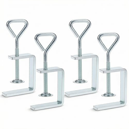 QWORK® 4er Set Hochleistungs Metall C-Klemmen für Holzbearbeitung, Clip Abstand 0,7-4,5 cm, Verzinktes Eisen