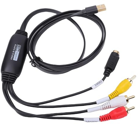 Cuifati VHS Till Digital Converter, USB 2.0 Video Capture Card Device, 720P AV Till USB Audio Video Converter för PC DVD-bandkamera, Kompatibel Wins Vista 7 8 8.1 10 11 för OS X